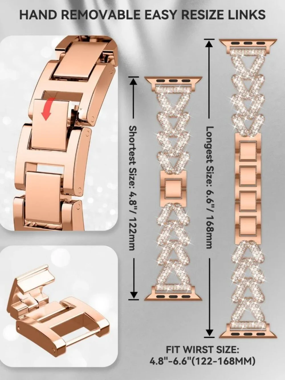 Rhinestone Metal Bracelet & Case for Apple Watch 38mm-49mm - Bling Gold Women's